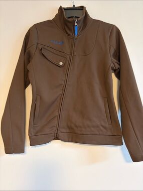 Women's Brown Softshell Ski Jacket with Asymmetric Zip